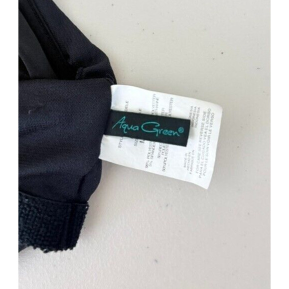 Women's UPF 50 Tiered Tankini Top Aqua Green Black X Strap Layered Medium Swim - Picture 8 of 9